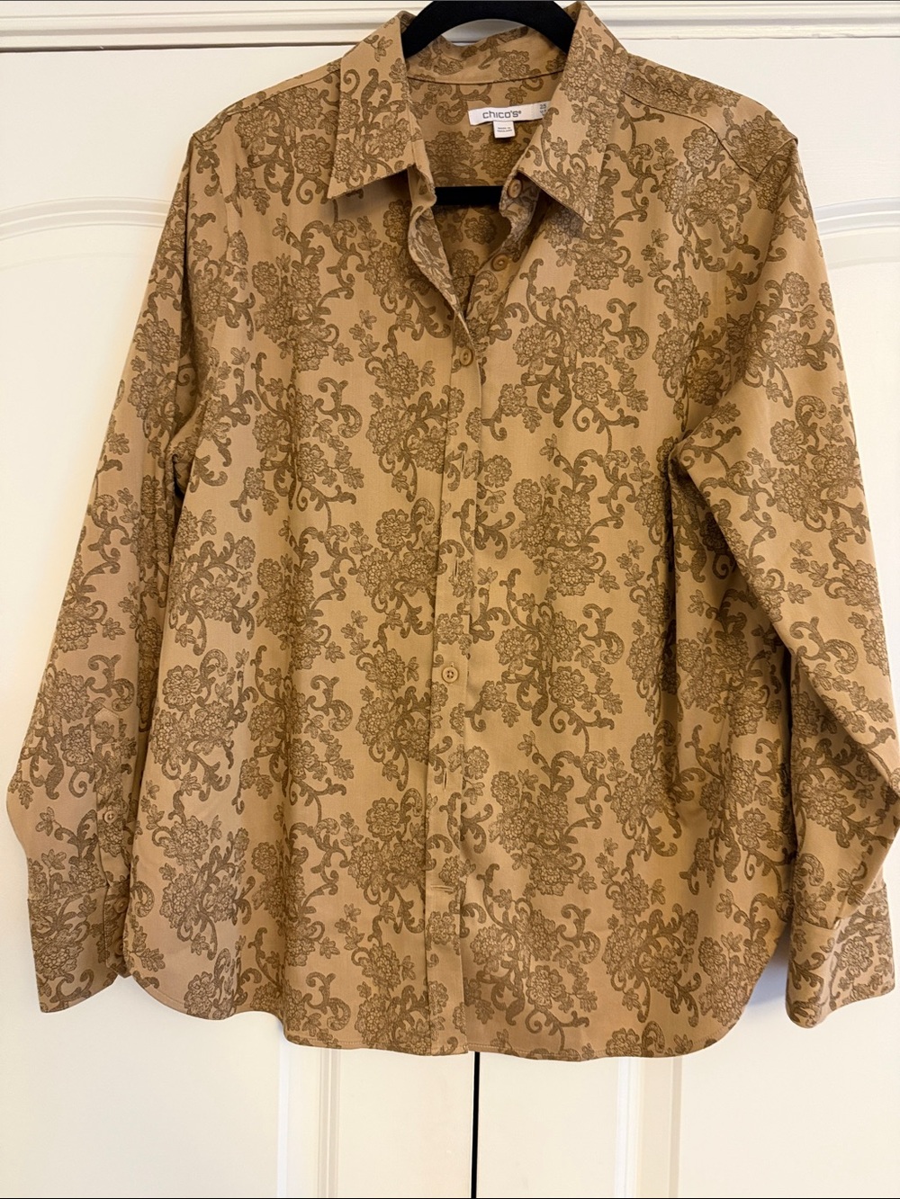 Chicos No Iron Gold Jaquard Shirt